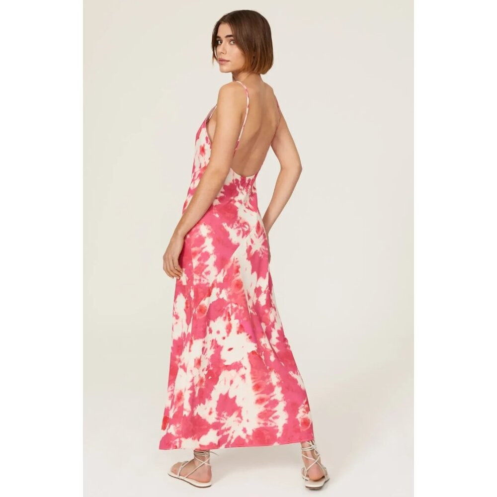 Thakoon Pink Tie-Dye Satin Slip Maxi Dress Size 2 (Retails $315) FLAW See Photos - Picture 3 of 16